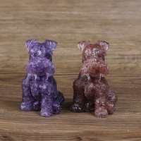 Nouveau Style cristal naturel énergie de guérison améthyste pierre Schnauzer en forme de chiot résine époxy cristal puces artisanat mascotte pour décembre