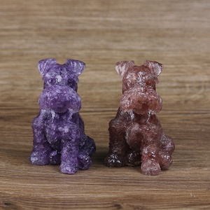 Nieuwe Stijl Natuurlijke Kristal Genezende Energie Amethist Steen Schnauzer Puppy-Vormige Epoxyhars Kristallen Chips Ambachten Mascotte Voor Dec - Product Image 5