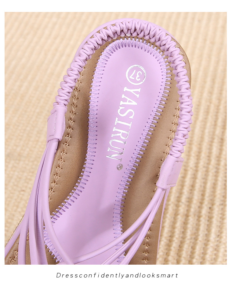 2022 New Fashion Bohemian Sandals Women's Cross-border Braided Large Size Summer Flat Shoes