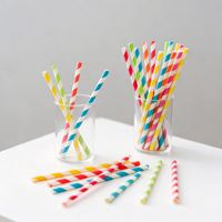 Pailles en papier compostables colorées avec emballage individuel, sans plastique, à base de papier, pour fêtes, pailles multicolores