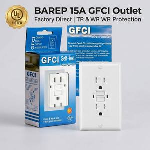 เต้ารับไฟฟ้าแบบ GFCI มาตรฐานอเมริกา 15A 125V พร้อมคุณสมบัติทดสอบตัวเองและป้องกันการงัดแงะ  เต้ารับติดผนังแบบ GFCI พร้อมระบบกราวด์ในตัว - Product Image 1