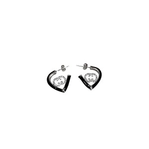 S925 Sterling <b>Silver</b> Heart <b>Stud</b> Earrings With Diamond Inlay For Women Everyday Wear - Product Image 5