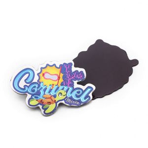 Aimants de réfrigérateur souvenirs de Cozumel, Mexique, en aluminium 3D gaufré, fabriqués sur mesure en usine - Product Image 1