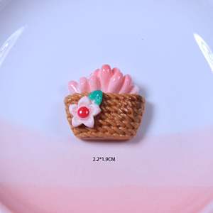Vente en gros de breloques en résine panier de fleurs succulentes breloques minces boucles d'oreilles bricolage coque de téléphone décoration pendentif épingle à cheveux peut ajouter un crochet - Product Image 3
