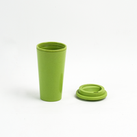 Tasses à café réutilisables en paille de blé à double paroi de 16 oz avec couvercle, personnalisables avec logo imprimé – Idéales pour une utilisation portable en extérieur