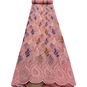 NI.AI Nouvelle Arrivée <span class=keywords><strong>Tissu</strong></span> <span class=keywords><strong>en</strong></span> Dentelle Suisse Africaine Voile Nigérian AsoEbi pour <span class=keywords><strong>Robe</strong></span> de Mariage et de Soirée Broderie Coton avec Strass - Product Image 1