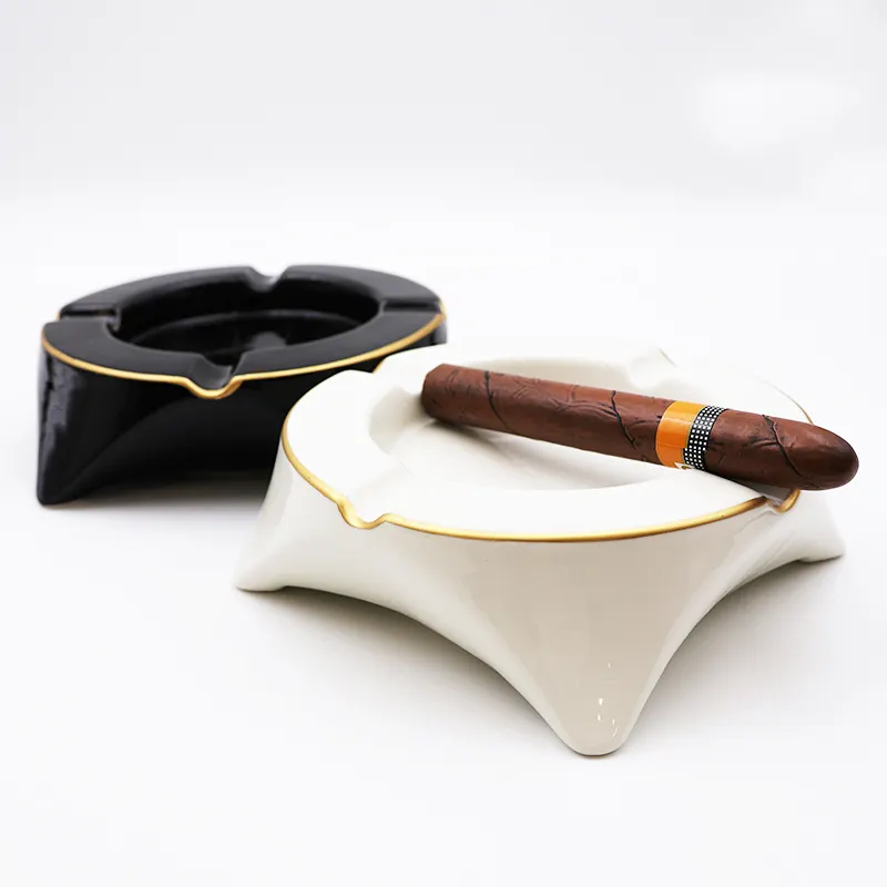 カスタムロゴ手作り喫煙アクセサリー卸売高品質マルチカラーセラミック高級葉巻灰皿