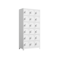 Casier de rangement en acier à 18 portes, armoire métallique multi-compartiments avec serrure à clé individuelle, armoire métallique pour salle du personnel d'usine