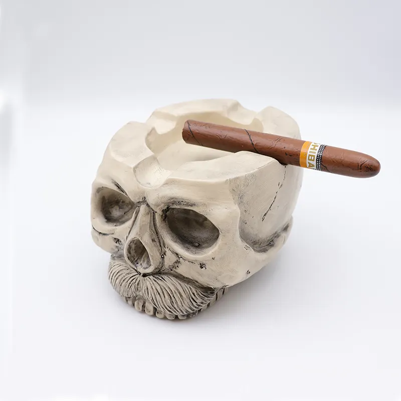 Уникальный дизайн с логотипом на заказ, полимерные бакенбарды с черепом для сигар, пепельница ручной работы, аксессуары для курения