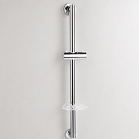Rail de douche coulissant moderne à hauteur réglable, finition chrome brossé, installation facile sans perçage, fixation murale pour salle de bain