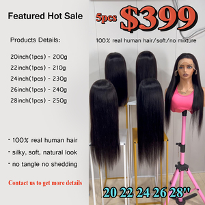 Precio de Fábrica $399, Obtén 5 Pelucas de Cabello Humano Virgen Liso Natural de 20, 22, 24, 26 y 28 Pulgadas, Súper Ofertas, Promoción de Pelucas de Cabello Virgen - Product Image 1