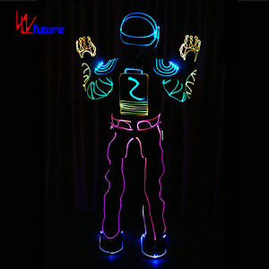 Costumi da ballo unisex per adulti con luci LED a fibra ottica a colori, fatti a mano, per performance sul palco - Product Image 4