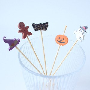 Selecciones <span class=keywords><strong>de</strong></span> cóctel <span class=keywords><strong>de</strong></span> Halloween Bat Ghost Pumpkin Spider Hat Drink <span class=keywords><strong>Topper</strong></span> con palillo <span class=keywords><strong>de</strong></span> madera para Cupcake Postre Fruit Party Supplies - Product Image 2