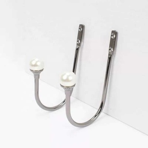 Curtain Alloy U-shaped Pearl Wall Hook Wall Hook 1 Metal Curtain <strong>Hold</strong> <strong>Backs</strong> - Strong Arm Style Holdbacks Drape Ties Loop Holder - Product Image 1