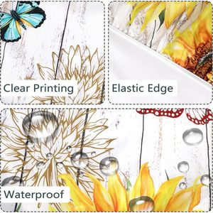 Custom Wood Texture Elastic Edge <b>Table</b> Cloth Sunflower Floral Waterproof <b>Table</b> <b>Cover</b> for Picnic Parties Hand Woven <b>Outdoor</b> - Product Image 3