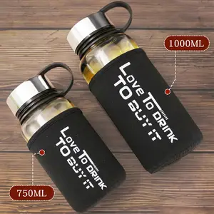 Large Capacity Travel Protection Sleeve Loop Lifted Handle Portable Bespoke Glass Water Bottle