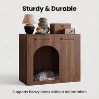 Table de chevet et table d'appoint de canapé multifonctionnelle en bois de luxe moderne avec niche pour chat intégrée – Table de bout de canapé pour salon