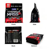 Sachets d'emballage en Mylar à huit soudures latérales imprimés sur mesure, type stand-up, pour suppléments de protéines en poudre (gainer de masse, whey)