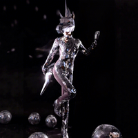 Nouvelle technologie de costume de performance, Masque de tête de cheval argenté effet miroir, Accessoires de danse mécanique, Design élégant pour adultes