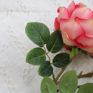 Flores Artificiales de Seda, Rama Larga, Rosa Feliz, Decoración Suave para Sala de Estar, Mesa de Comedor, Interior de Tienda, Arte Floral Simple de Fábrica - Product Image 4