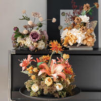 Vente en gros de compositions florales artificielles de luxe, roses et lys pré-arrangées, centre de table pour mariage, Noël, décoration de salle à manger
