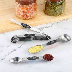 <span class=keywords><strong>8</strong></span> Uds taza de cuchara medidora de café de Metal con nivelador cuchara de polvo de especias cuchara de acero inoxidable juego de cucharas medidoras magnéticas - Product Image 2