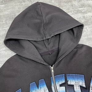 Wholesale Heavy Weight Oversized Cotton Hoodies French Terry Zipper Cropped Hoodie Unisex Custom Print Acid Wash Zip up Hoodie - Product Image 3