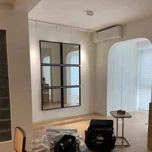 <span class=keywords><strong>Miroir</strong></span> mural décoratif en grille métallique noire, style fenêtre moderne, pour la maison, l'hôtel et les projets d'ingénierie (vente en gros) - Product Image 4