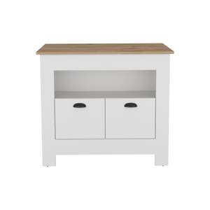 Chariot îlot de cuisine moderne avec armoire et étagère en bois à deux portes DB Arlet - Product Image 6