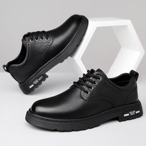 Chaussures décontractées pour hommes en cuir à lacets, bout rond, semelle en caoutchouc, durables, mode printemps - Product Image 3