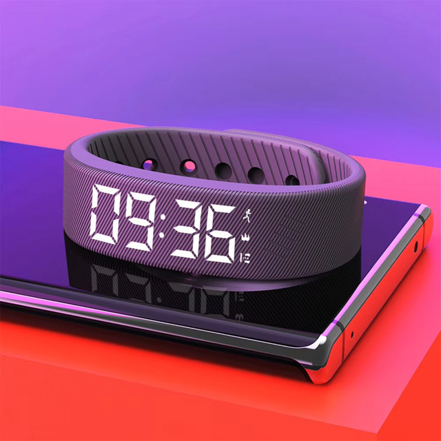Clock Watch Bracelet Digital Watch With Running Pedometer Monitor Vibrating Alarm Digital Watch Silent Vibration Wristband