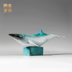 Adorno de Cobre con Diseño de Ballena Azul, Hecho a Mano, Decoración Artística para Sala de Estar, Colección Copper And Gold Years Whale Fall Story - Product Image 4