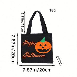 Sac fourre-tout citrouille d'Halloween, sac à bonbons non tissé pour la fête des démons, sac cadeau pour la maternelle, fournitures de fête d'Halloween - Product Image 2