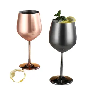 Logo Hoge Kwaliteit Zilver Rose Goud Bekers Sap Champagne Goblet Party Bar Keuken Gereedschap 304 Roestvrij Staal Rode Wijn Glas