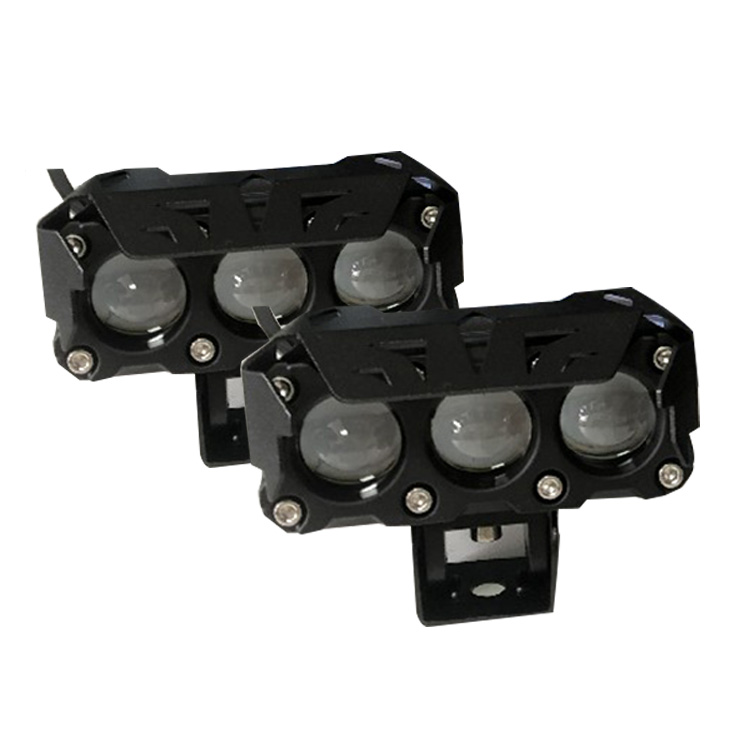 Система освещения мотоцикла, миниатюрная сверхъяркая фара с 3 линзами, противотуманная фара, двухцветные фары дальнего света для мотоциклов