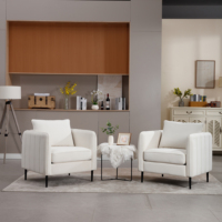 Fauteuil d'appoint moderne en velours ivoire, fauteuil incurvé avec coussin de dossier réglable, pieds en métal durables, canapé confortable pour salon