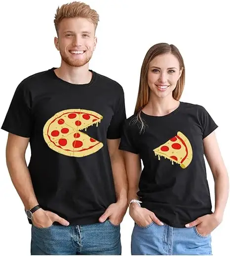 هدايا عيد الحب قمصان متطابقة للأزواج قطعة البيتزا المفقودة أزياء الزوجين تصميم ذاتي للسيدات