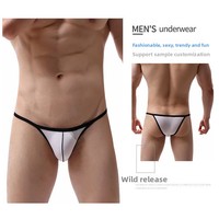 Sous-vêtements pour hommes en nylon sexy, slips de bain taille basse, bord étroit, triangle bombé, respirant, noir et blanc, string