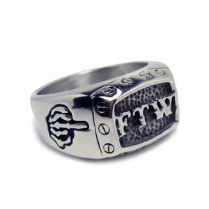 Biker <b>Rings</b> Motorcycle Jewelry Middle Finger <b>Ring</b> 316L Stainless Steel FTW Silver Outlaw Punk Mens Animal Casting No <b>Stone</b> Gold - Product Image 5