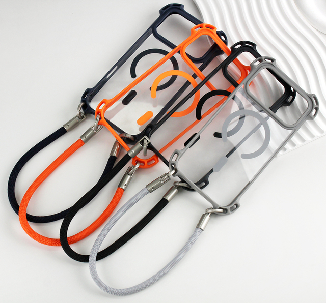 Wholesale Magnetic Phone Case Lanyard for 17 Pro PC+TPU Material Mirror Finish Shockproof Protective Cover Adjustable