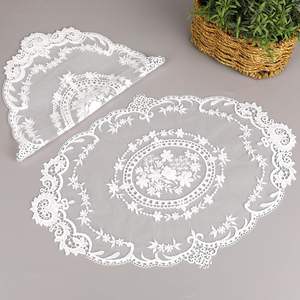 Tovagliette Artigianali in <span class=keywords><strong>Pizzo</strong></span> Francese Bianco Solido, Stile Retrò, Ricamate in Poliestere, Sottobicchieri, Stile Rustico - Product Image 6