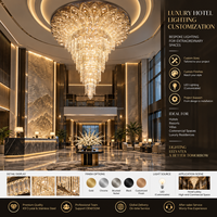 Lustre conique sur mesure en cristal K9 pour hôtel, suspension multi-niveaux en verre cristallin pour projets hôteliers