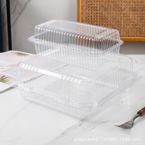 Boîte d'emballage pliable jetable en plastique transparent avec couvercle pour fruits, pâtisseries, biscuits, fromages, cupcakes - Embossage disponible - Product Image 5