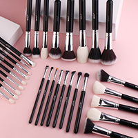 Beii B30 Ensemble professionnel de 30 pinceaux de maquillage avec manche en bois noir, ensemble de pinceaux de maquillage de luxe, poils de chèvre naturels, marque privée