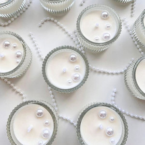 Logo personalizzato bianco puro elegante candele profumate fiori decorativi perla affascinante novità aromaterapia candela con scatola regalo - Product Image 2
