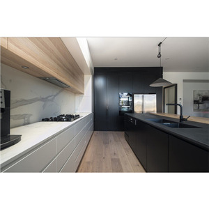 Armarios de cocina modernos negros mate éxito de ventas Aisen con mesa de madera maciza - Product Image 3