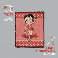 Betty Boop Cartoon Bedruckte Europäische Kaninchenfell-Plüschdecke mit Fransen, Pop-Art-Charakter für Sofa, Bett, Kinderzimmer und Heimdekoration