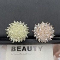 Appliques rondes en perles de verre cristal faites à la main, fabriquées en usine, pour accessoires capillaires en feutre et corsages perlés colorés