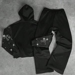 Survêtement Homme Personnalisé avec Imprimé Croix en Strass Intégral, Style Streetwear, Hoodie Oversize et Pantalon Ample à Jambes Larges, Tenue de Jogging - Product Image 2