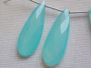 Par de Pendientes Largos Facetados de Calcedonia Azul Agua en Forma de Lágrima 30x10MM, Cuentas Sueltas, Joyería Hecha a Mano, Mayorista Certificado PME - Product Image 4